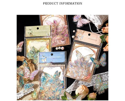 5Style 20pcs/pack INS Butterfly PET Sticker Pack Ice Crystal Laser Gold DIY Handbook Decoration 3D Scrapbook