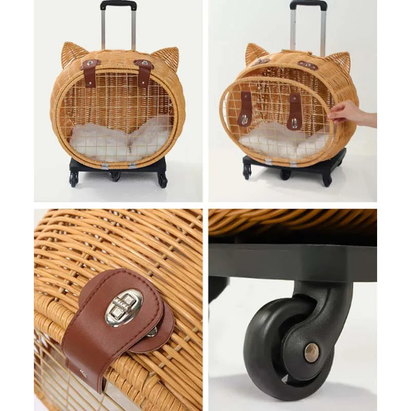 Pet Rolling Carrier, Dog Backpack with Wheels,Cats,Puppies Travel Bag with Wheels,Dog Trolley