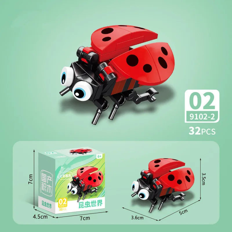 Insect World Animals Scorpion Mantis Ants Spider Birds Marine Animal Building Blocks Toys Desktop Ornaments Bricks Kids Gift
