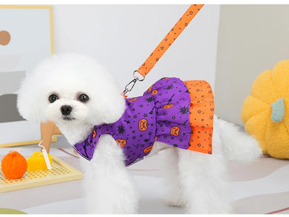 Luxury Bowknot Dog Dress for Small Dogs Summer Yorkie Chihuahua Girl Puppy Dog Clothes Princess Harness Dress and Leash Set