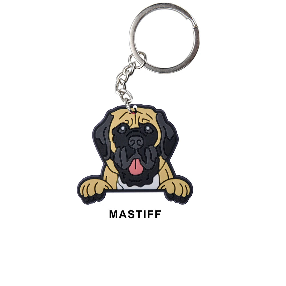 Cartoon Cool Dogs Keychains Bulldog English Springerspaniel Keyrings Maltese Greyhound Key Chains Husky Keeshond Key Rings Gifts