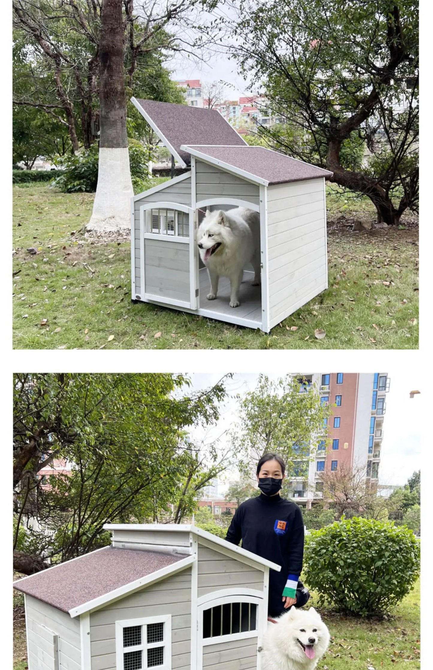 Dog House Outdoor Large Dog Kennel Wooden VillaHouse Cat Nest Rainproof Waterproof Sunscreen Outdoor Pet Cage