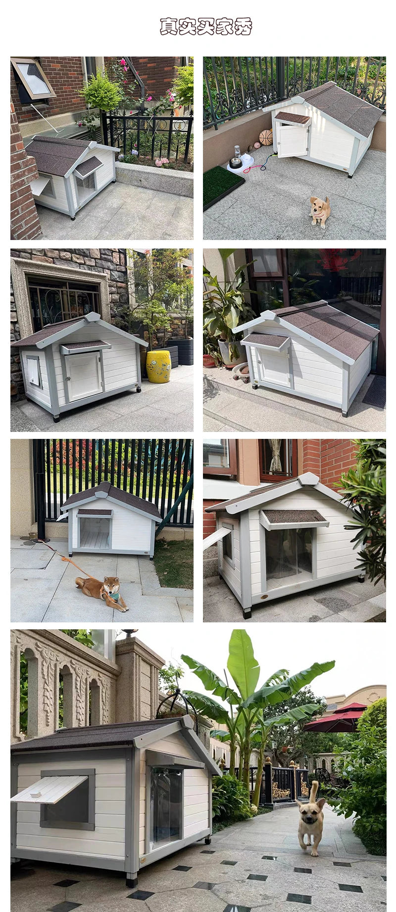 Outdoor dog house dog house Small and medium-sized dog solid wood villa Warm and rainproof in winter Samoyed outdoor kennel