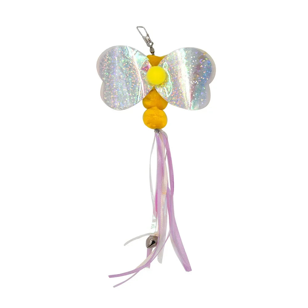 Funny Cat Stick Toy Furry Feather with Bell Cat Stick Toy Kitten Playing Pet Accessories Worm on A String Cat Toys Interactive