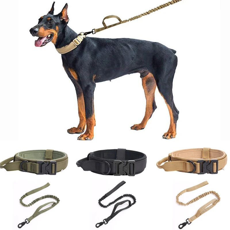 Doberman Pinscher Big Dog Collar and Leash Outdoor Train Pet Collars for Medium Large Dogs German Shepherd mascotas Accessories