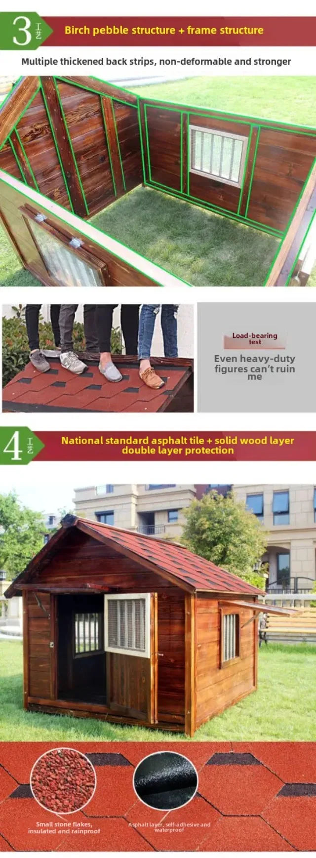 Outdoor Waterproof Solid Wood Kennel Medium and Large Dog Golden Retriever Kennel House Rainproof Outdoor Four Seasons