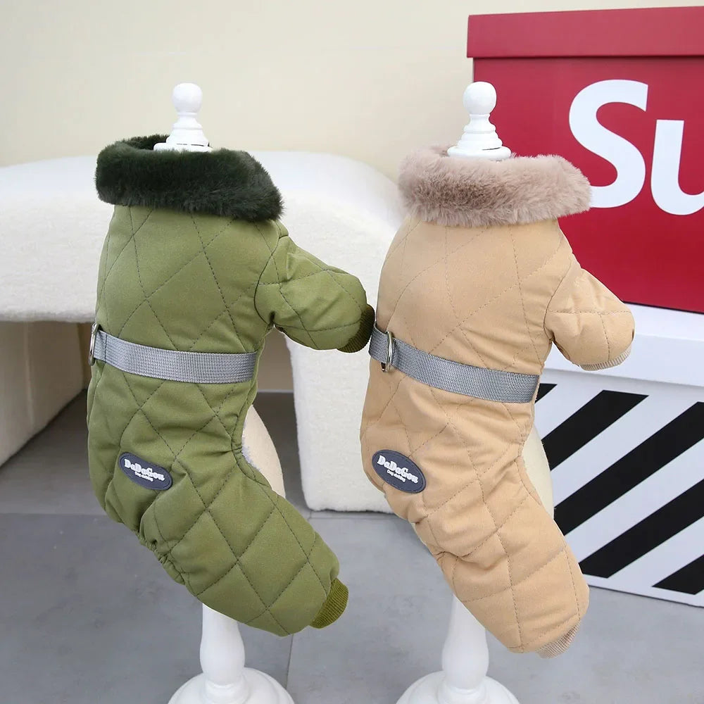 Windproof Dog Jumpsuit Coat Winter Dog Clothes Warm Fur Collar Puppy Cotton Jacket for Small Medium Dogs Pet Chihuahua Costume