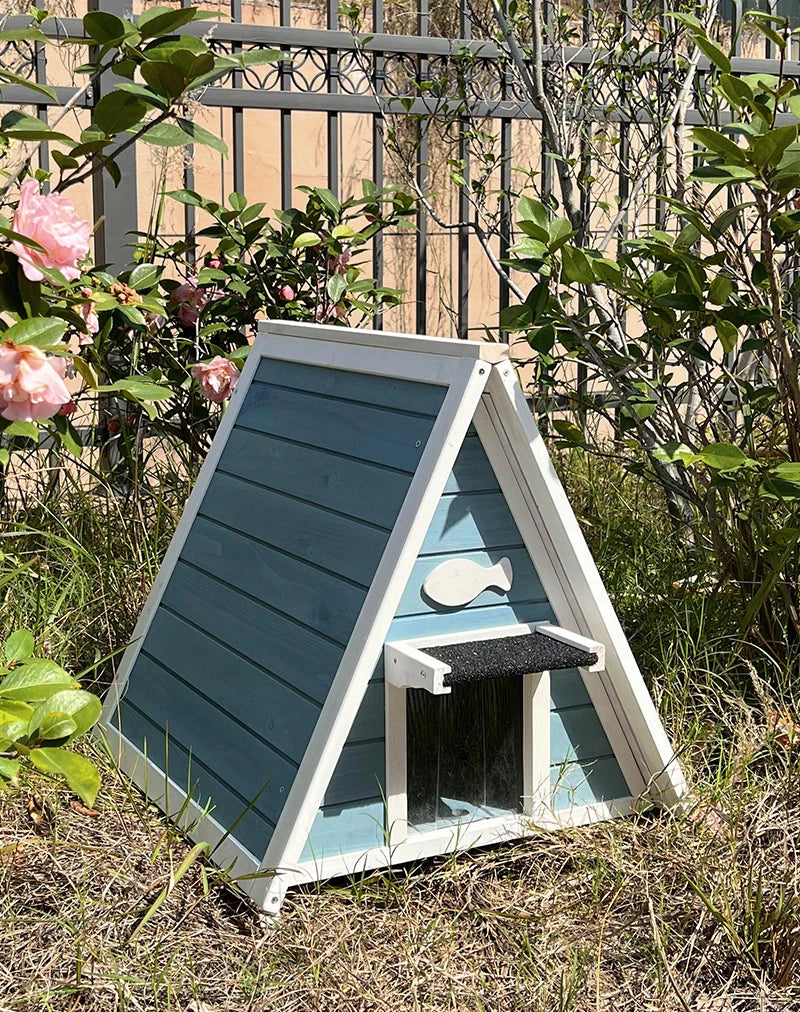 Indoor and outdoor cat house Feral cat nest rain proof and sunscreen cat villa wood cat cage warm outdoor cat shelter