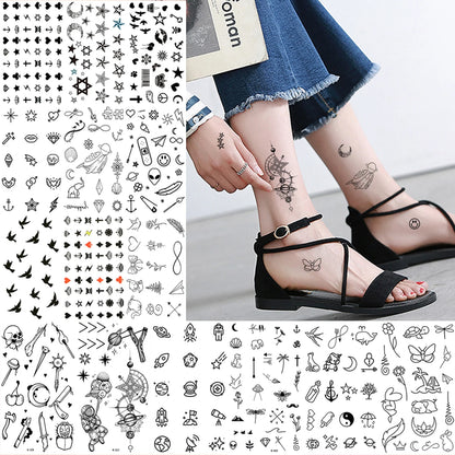 15pcs Waterproof Temporary Tattoo Sticker Starry Moon Flower Heart Flying Bird Fake Tatto Flash Tatoo finger Tato for  Women Men
