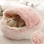 Soft Plush Pet Bed with Cover Round Cat Bed Pet Mattress Warm Cat Dog 2 in 1 Sleeping Nest Cave for Small Dogs