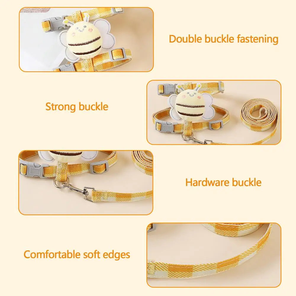 Dog Harness with Strap Pet Walking Strap Set Dog Walking Tool with Adjustable Buckles for Traveling Picnic Going Out Camping