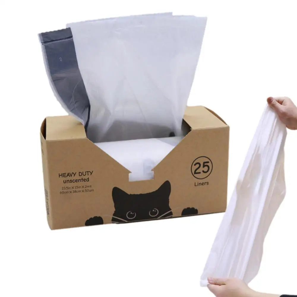Automatic Cat Litter Box Self Cleaning Bag 25pcs Load-Bearing Thick Waste Bags For Cat Feces With Drawstring Cat Supplies For