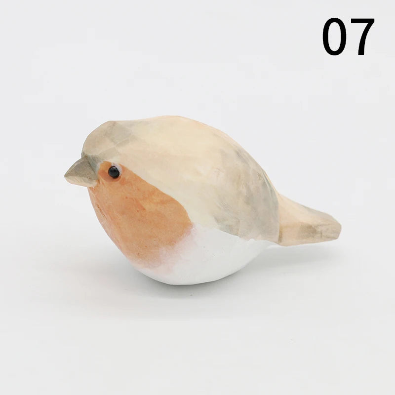 Wooden Bird Figurine Ornaments Handmade Carving Animals Miniature Crafts Art Decor Home Desktop Decoration Children Gifts