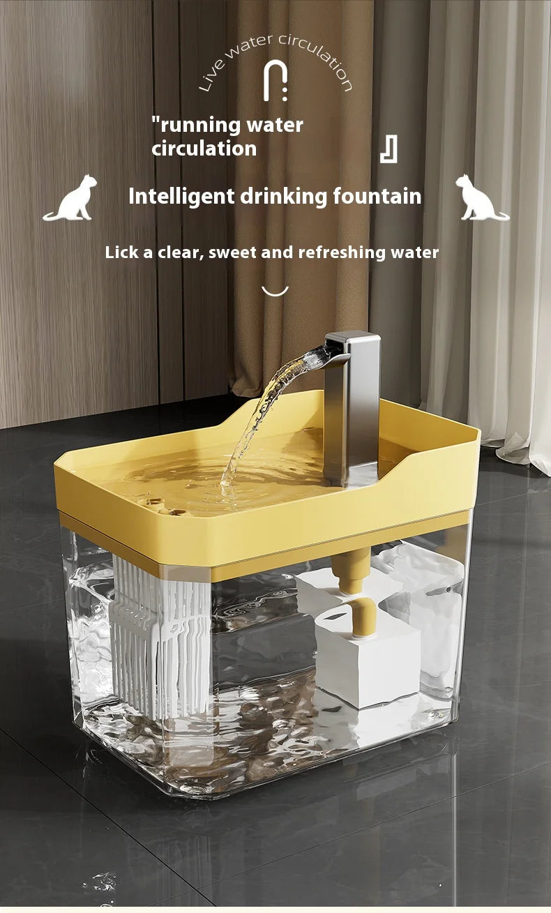 High end transparent cat water dispenser, plug-in automatic wired water dispenser, circulating flow water basin, pet water dispe