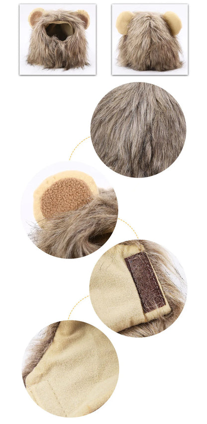 Cat Costume Cute Lion Mane Wig Hat for Cat Puppy Dog Decor Accessories Lion Kitten Cat Wig Fancy Hair Cap Halloween Pet Supplies