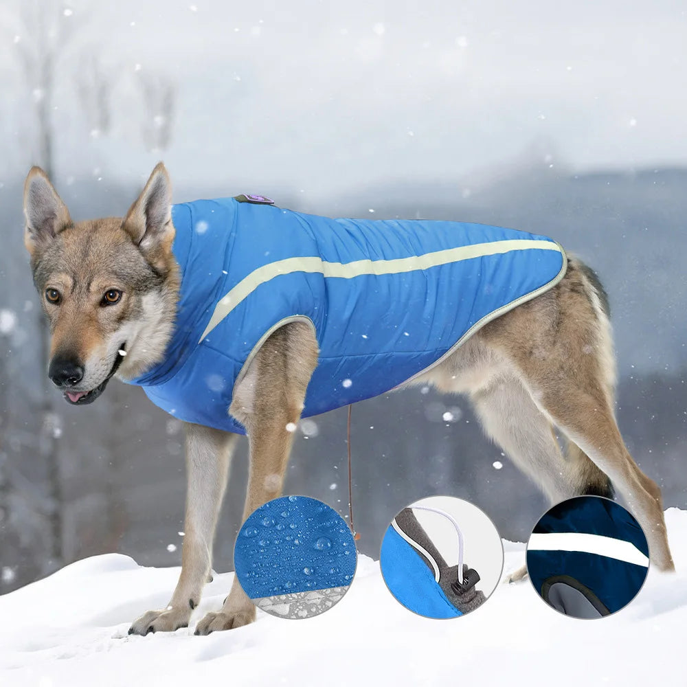 High Collar Big Dog Coat Jacket Winter Warm Thicken Pet Clothes for Medium Large Dogs Labrador Samoye Jackets mascotas Clothing