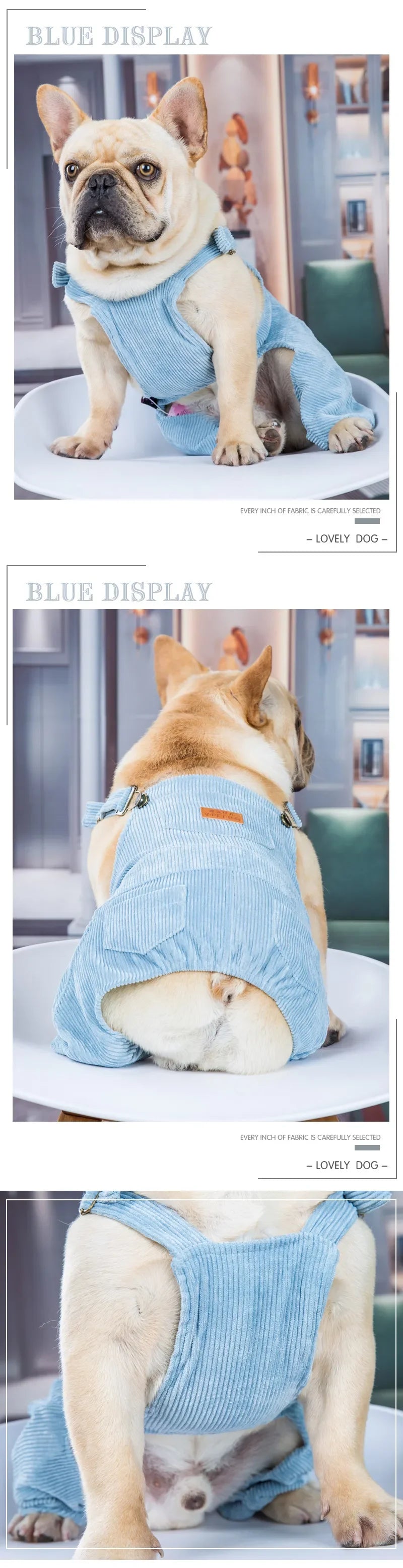 French Bulldog Pet Dog Clothes Corduroy Spring Summer Comfortable Dog Overalls Dogs Clothing Jumpsuit Overalls Pug Clothing