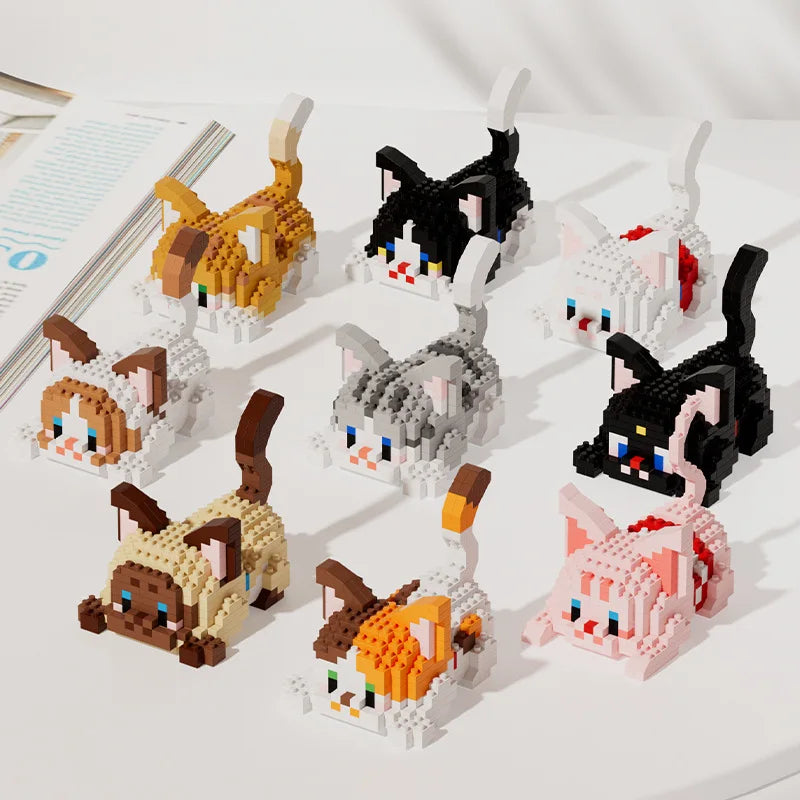 Cute Cat Meow Series Tiny Particle Orange Cat Building Blocks Ragdoll Silver Gradient Cow Building Block Toy