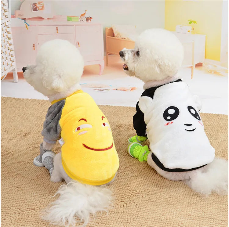 XS-XL Cute Winter Small Dog Cat Warm Vest Fleece Cartoon Printed Puppy Pet Cat Dog Clothes for Small Medium Dog Hoodie Chihuahua