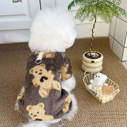 Winter Warm Fleece Dog Jumpsuit Pet Dog Clothes for Small Dogs Autumn Four Legs Pajamas Plush Dog Coat Chihuahua Poodle Costumes