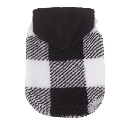 Plaid Dog Hoodie Christmas Pet Clothes Fleece Sweater with Leash Hole for Small Medium Dogs, Soft Winter Warm Dog Sweatshirt