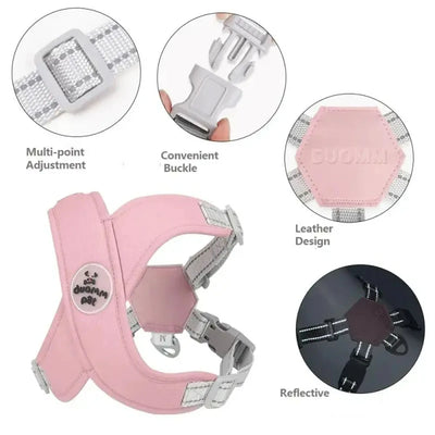 X Dog Harness and Leash Set Breathable Pet Chest Strap Reflective French Bulldog Vest Harness for Small Medium Dogs Puppy Collar