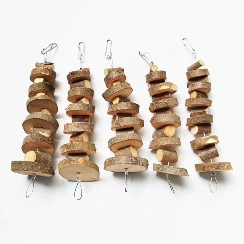 Natural Wooden Small Pet Toys Molar Chew Toy Hangable Apple Tree Wood Bite Toys For Hamster Rabbit guinea pig Toys Accessories