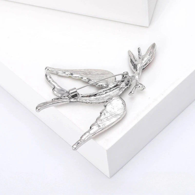 Swallow Holding A Branch Brooch Women's Alloy Rhinestone Bird Badge Fashionable and Versatile Suit Coat Corsage Jewelry Pin