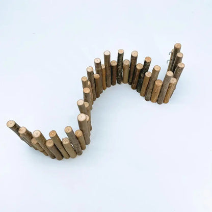 52cm Hamster Toy Fence Hedgehog Hiding House Small Pet Pet High And Low Cage Wooden Arch Bridge Hamster Play Area Wear-resistant