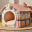 Cute Luxury Cat Villa Cat Bed Winter Warmth Fully Enclosed Removable Cushion Pillow Cat Tent Cat Dog Pet Nest Girl Pink PP Cotto
