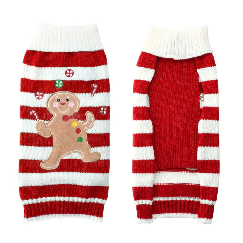 Christmas Dog Clothes Winter Dog Sweater Knitted Warm Coat Pet Clothing for Small Medium Dogs Costume Striped Print Dog Pullover