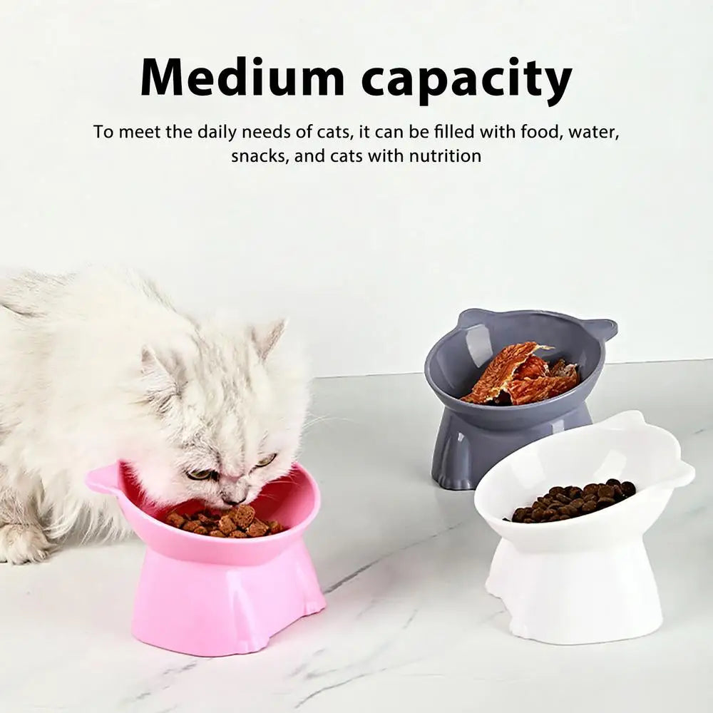 Elevated Cat Food Bowl Tilted Food Dish For Indoor Cats Non-slip Pet Food Bowls Tall Cat Feeding Bowls For Prevent Neck Fatigue