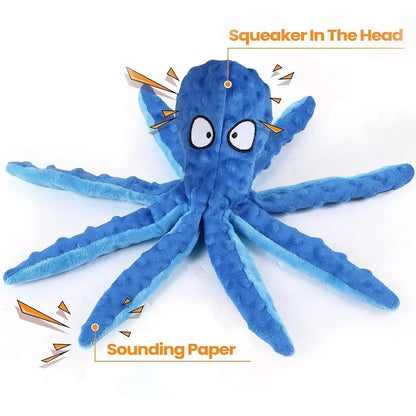 Squeaky Dog Toy Octopus Toy for Aggressive Chewers Tough No Stuffing Plush Crinkle Interactive Pet Toys for Puppy and Large Dogs