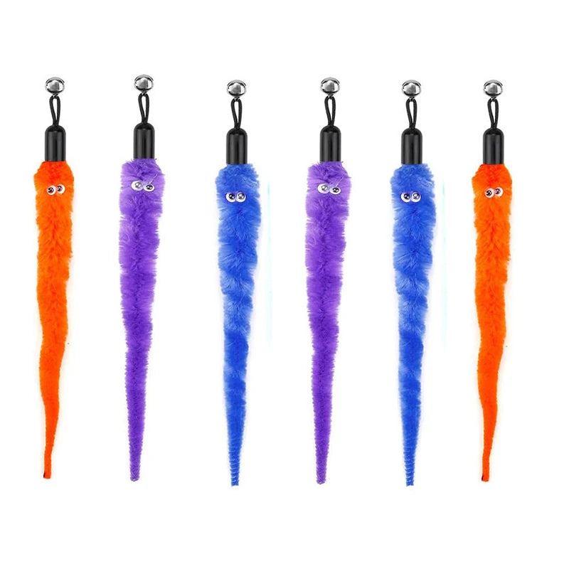 Cat Feather Toy Accessories False Mouse Worm Toy with Bell Kitten Cat Toys Interactive Replacement Refill Foam Ball Training