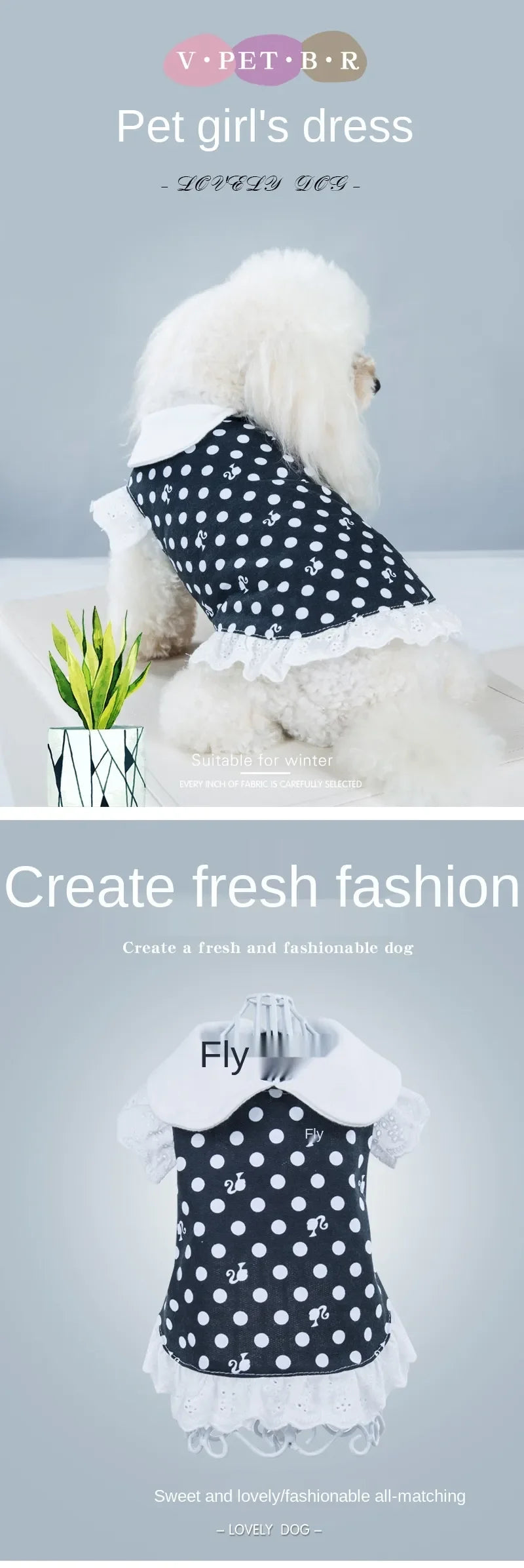 Pet Clothes Dog Dot Clothing Female Dogs Cotton Princess Dress Teddy Dog Dress Summer Dress Dog Clothes For Small Dogs