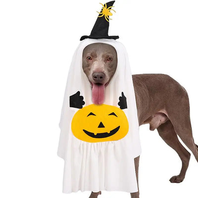 Halloween Costume for Dogs Witch Hat Pumpkin White Ghost Costume Fancy Dress for Dogs Cats Pet Outfits for Halloween Cosplay