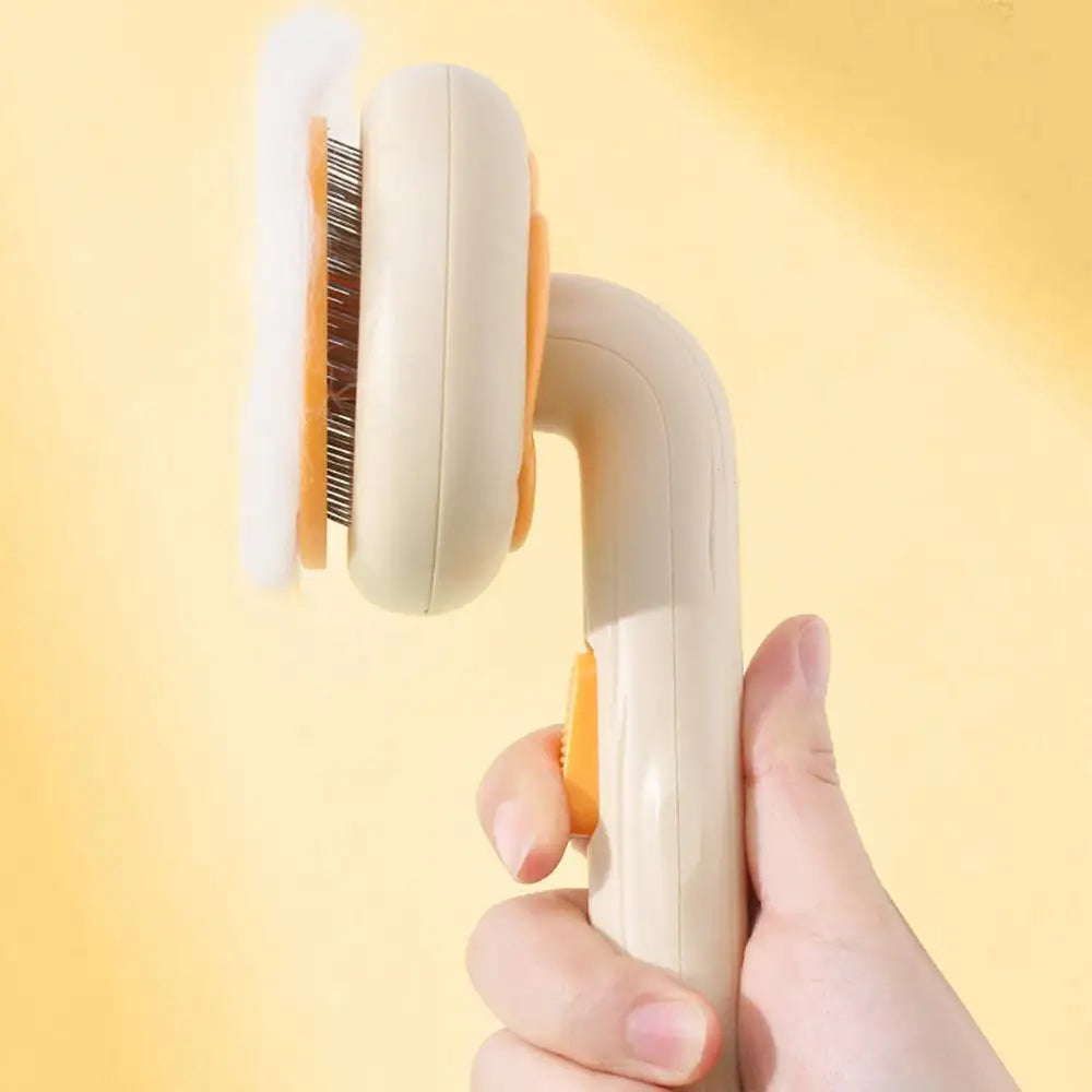 Cat Deshedding Brush Cat Brush For Shedding Curved Comb Teeth Brush With Release Button Portable Pet Massage Brushes For Massage