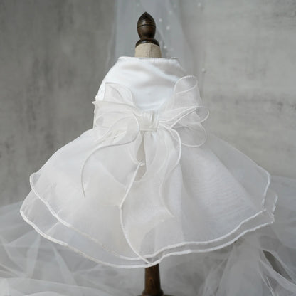 White Dog Wedding Dress Bridal Wedding Costume Puppy Princess Dresses for Small Dogs Luxury Dog Clothes Pomeranian Chihuahua