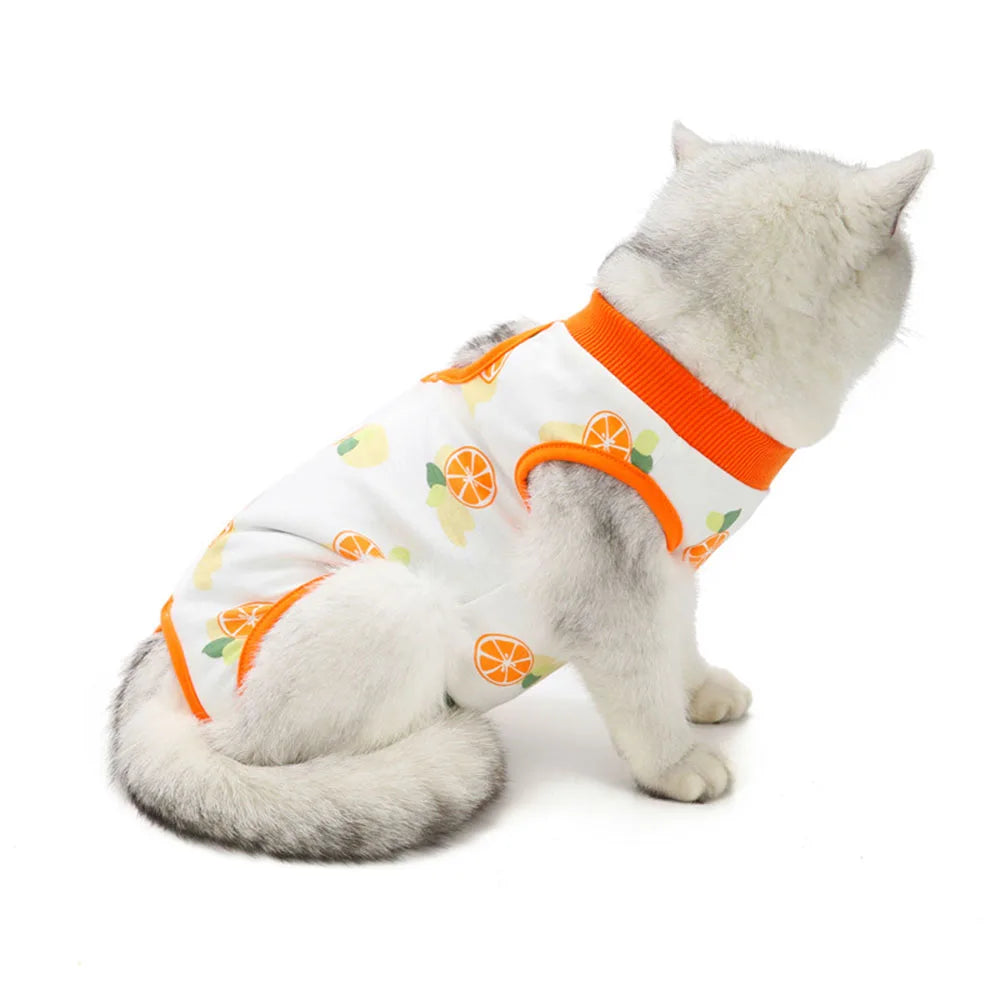 Cat Recovery Suit Kitten Suit E-Collar Alternative for Cats Puppies Small Dogs Abdominal Skin Anti Licking Pajamas Pet Clothing