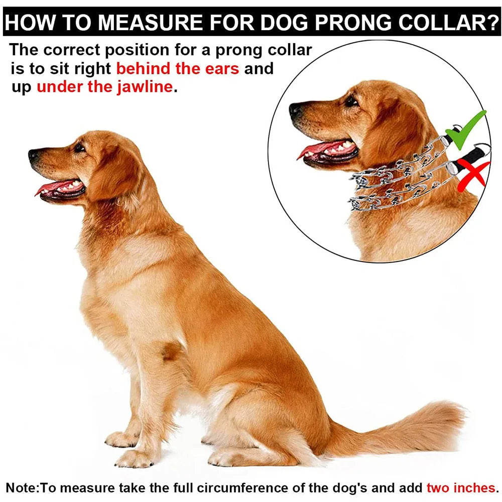 Dog Collar for Anti-Pull Training Quick-Release Metal Buckle Adjustable Stainless Steel Collar for Dogs Pet Prong Choke Collar