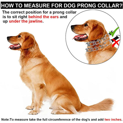 Dog Collar for Anti-Pull Training Quick-Release Metal Buckle Adjustable Stainless Steel Collar for Dogs Pet Prong Choke Collar