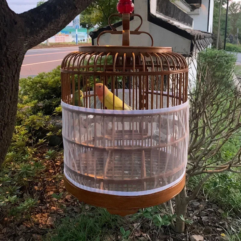 Mesh Bird Cage Cover Shell Skirt Net Easy Cleaning Seed Catcher Guard Bird Cage Accessories Nylon Parrot Bird Cage Net