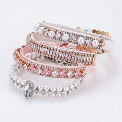 Luxury Rhinestone Puppy Collar for Small Dogs Cat Necklace Bling Crystal Jewelry Pet Accessorie Princess Diamond Wedding Collar