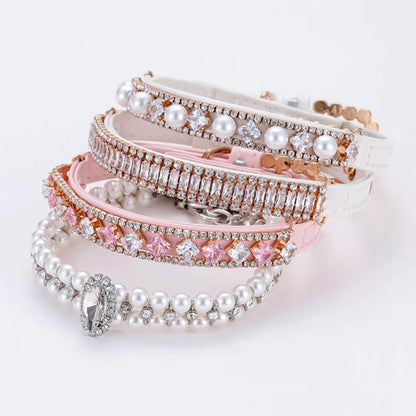 Luxury Rhinestone Puppy Collar for Small Dogs Cat Necklace Bling Crystal Jewelry Pet Accessorie Princess Diamond Wedding Collar
