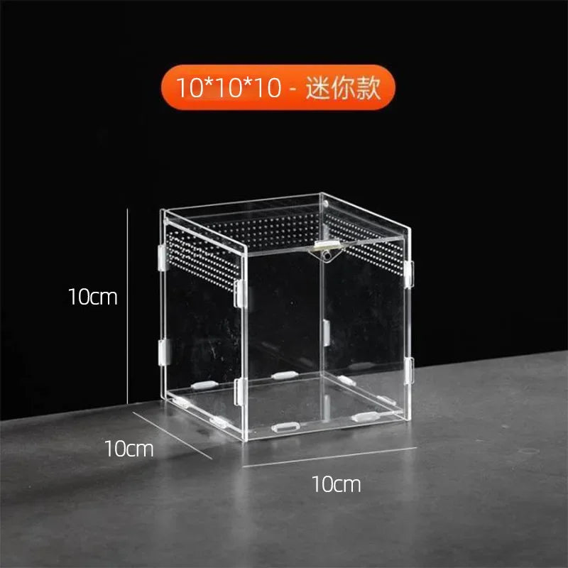 Reptile Acrylic Transparent Terrarium Breeding Box Turtle Cage Nano Arboreal Tarantula Enclosure Dearded Dragon Reptiles Habitat