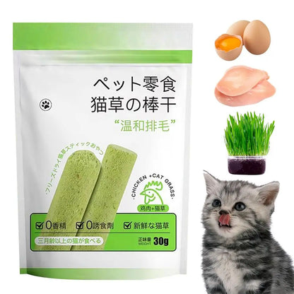 6PCS Cat Grass Teeth Grinding Stick Pet Snacks Hairball Removal Mild Hair Row Ready To Eat Cat Baby Cat Teeth Cleaner Teeth Care