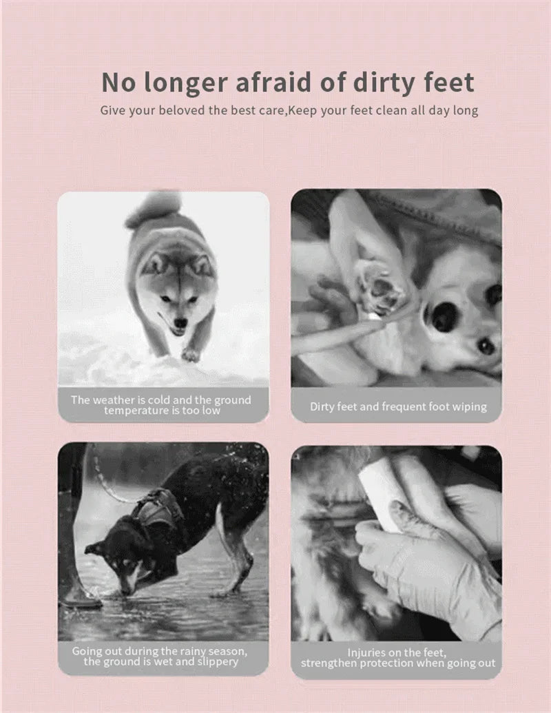Cute Bear Cotton Dog Shoes Rubber Sole Non-slip Waterproof Cats & Dogs Socks for Chihuahua Puppy Small Medium Pets Snow Boots