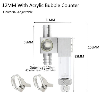 Metal ﻿Aquarium CO2 External atomizer, with bubble counter atomizer, super diffuser outside the fish tank, for aquatic plants