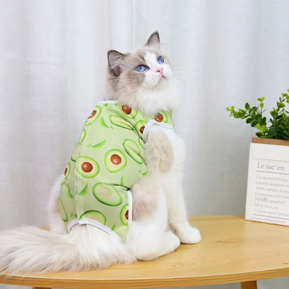Cute Cartoon Print Overalls for Small Medium Dogs After Sterilization Dressing Surgery Pet Cat Outfit Soft Cotton Puppy T Shirts