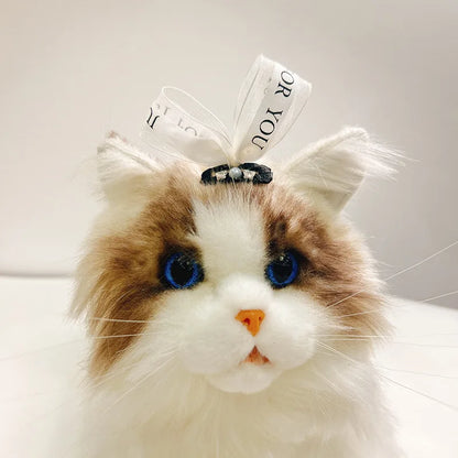 Lovely Pearl Pet Head Wear Black and White Ribbon York Dog Neck Collar Cat Hair Clip Dog BB Clips Teddy Bear Hair Accessories